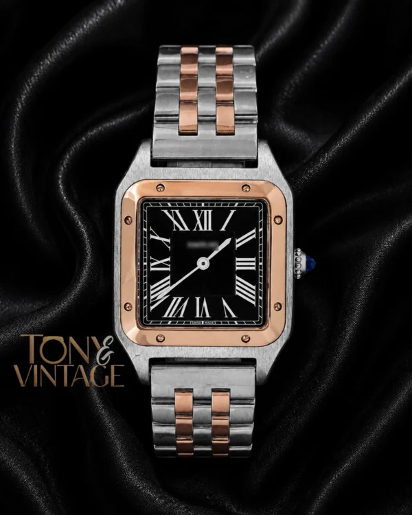 Two Tone Yellow Gold Watch With Black Dial copy