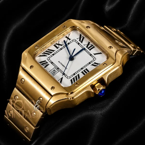 Yellow Gold Automatic Watch With White Dial